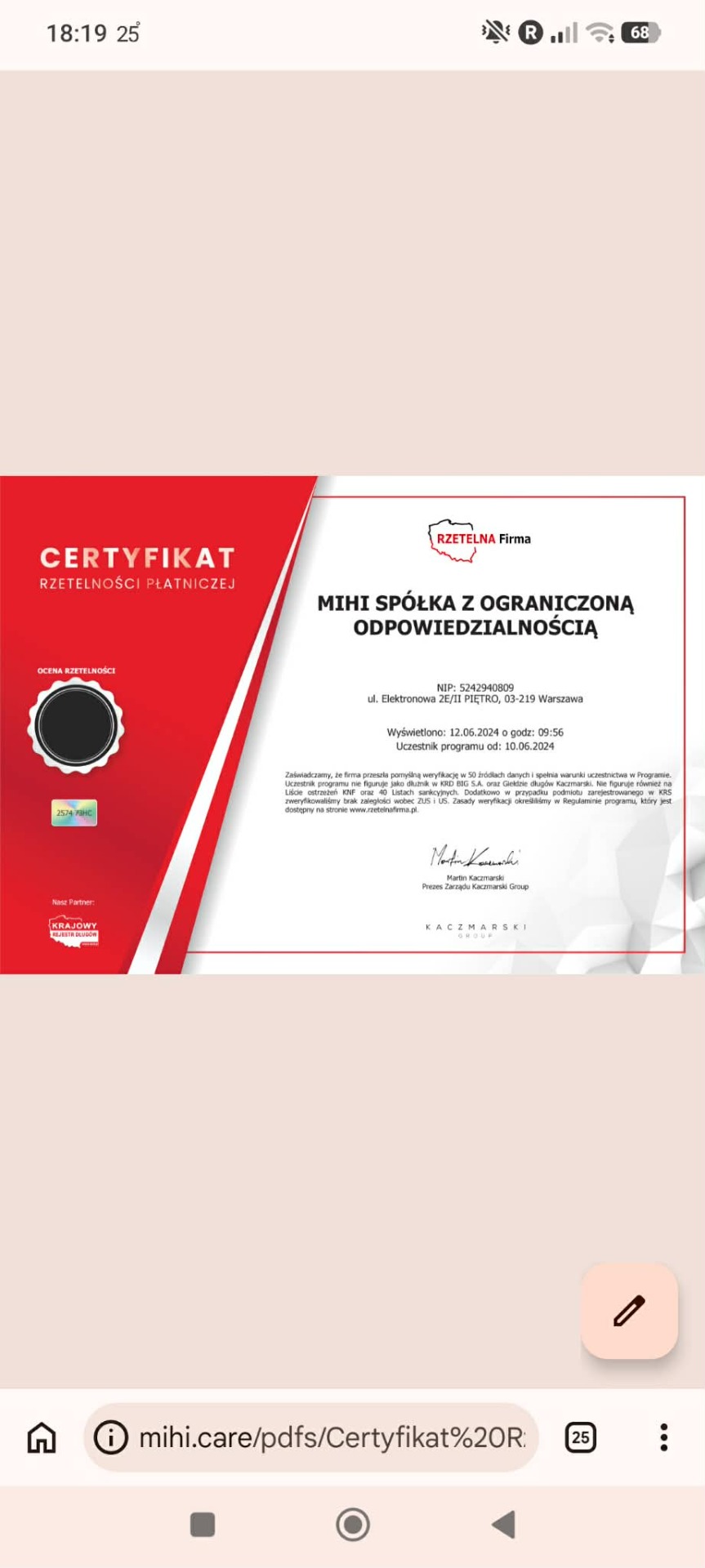 certifikát